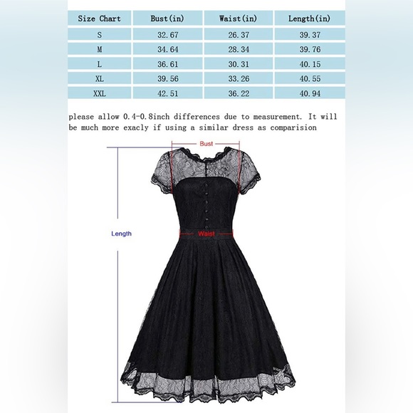 Women's Retro Floral Lace Vintage Evening Prom Party Bridesmaid Wedding Dress - Picture 6 of 8